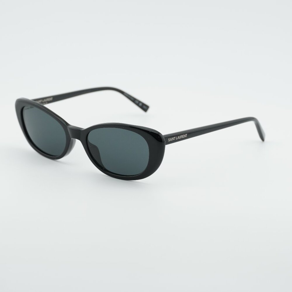 Saint Laurent SL 822 001 Sunglasses Shiny Black Cat Eye Frame, Grey Lenses